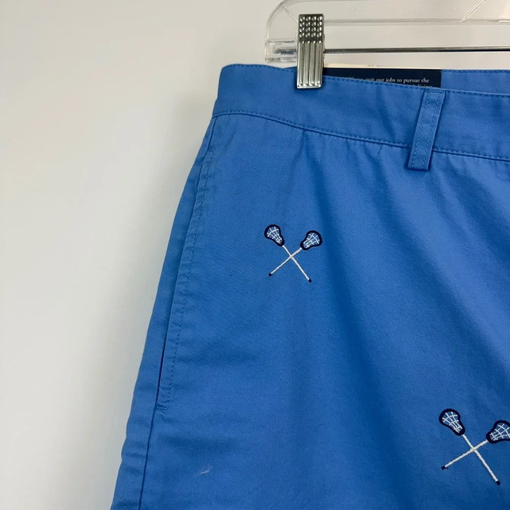 Vineyard Vines Mens 35 Blue Lacrosse Stick Embroidered Classic Club Shorts NWT